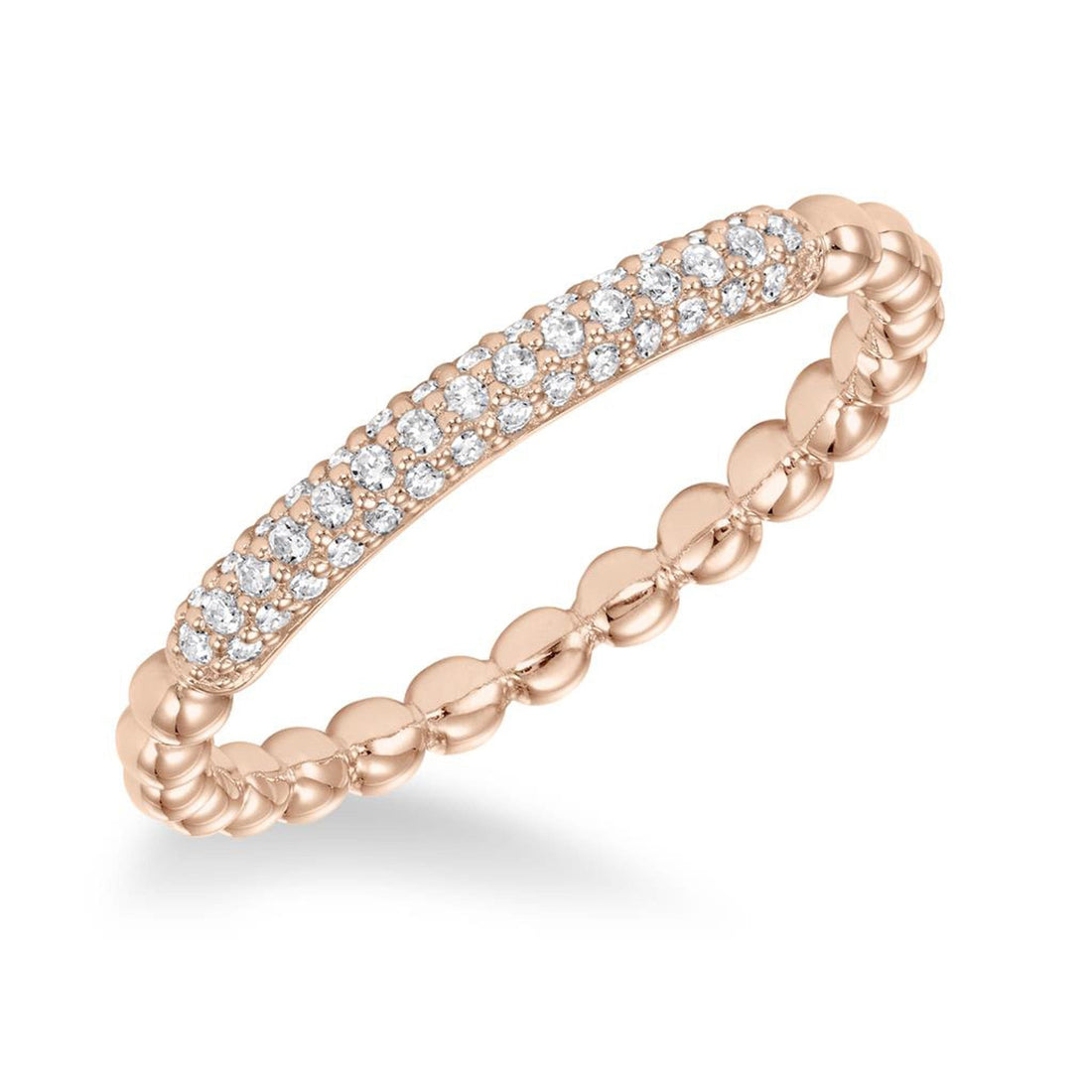 Pave Diamond Beaded Rose Gold Band Ring by Frederick Goldman