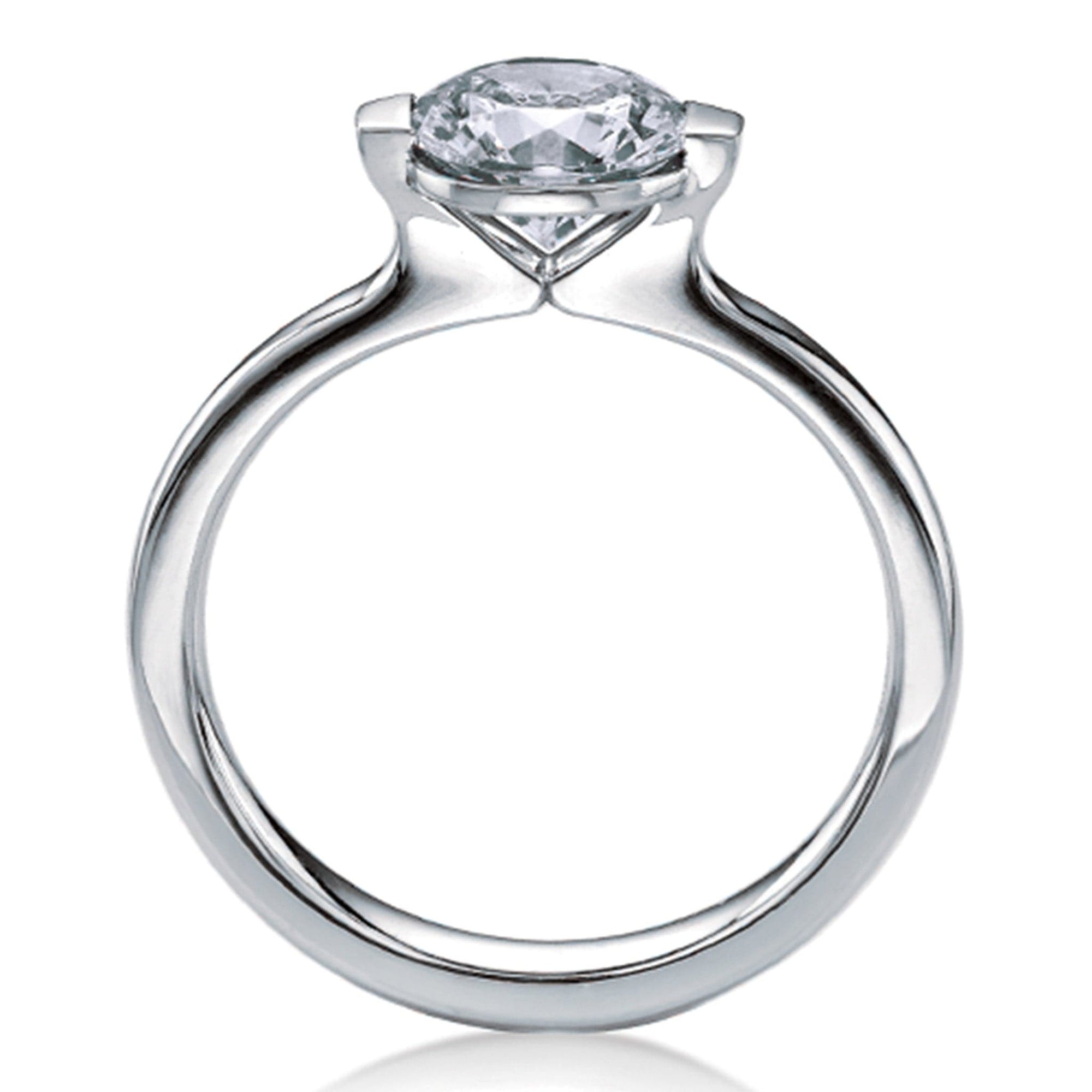 White Gold Thick Two-Prong Engagement Ring - Side profile