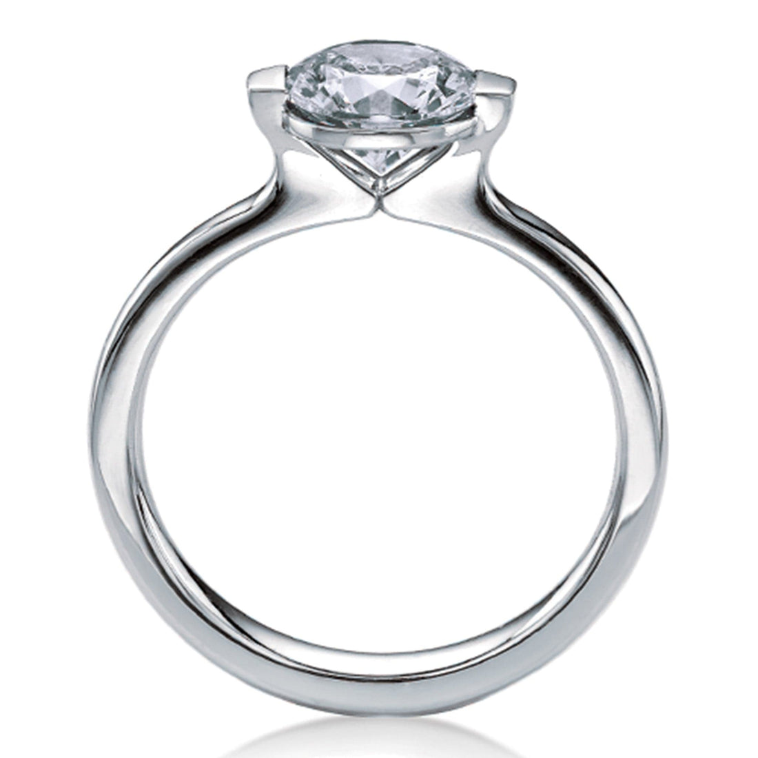 White Gold Thick Two-Prong Engagement Ring - Semi-Mount