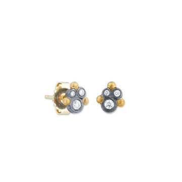 Diamond Cluster Oxidized Silver Stud Earrings by Lika Behar