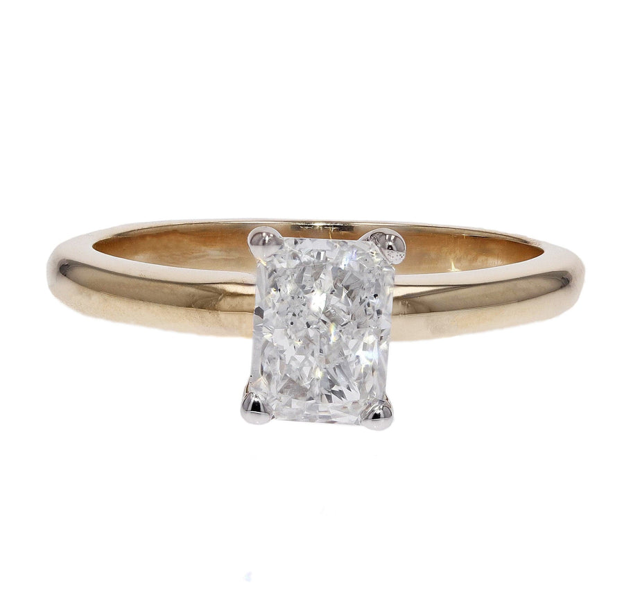 Radiant Cut Lab Created Diamond Yellow Gold Solitaire Engagement Ring - Skeie's Jewelers
