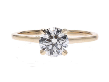 Round Brilliant Cut Lab Created Diamond Yellow Gold Solitaire Engagement Ring - Skeie's Jewelers