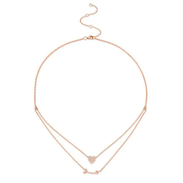 Heart & Arrow Diamond Pendant Gold Necklace by Shy Creation