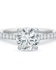 Diamond Shared Prong Engagement Ring Comfort Fit by Precision Set White Gold Front