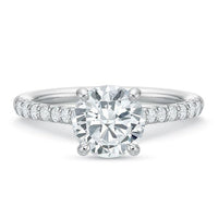 Diamond Shared Prong Engagement Ring Comfort Fit by Precision Set White Gold Front