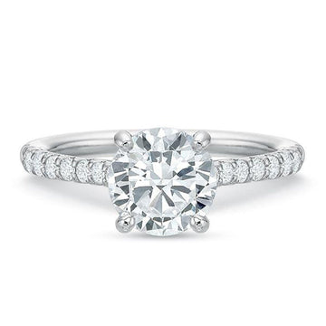 Diamond Shared Prong Engagement Ring Comfort Fit by Precision Set White Gold Front