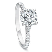 Diamond Shared Prong Engagement Ring Comfort Fit by Precision Set White Gold Front Angle