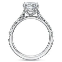 Diamond Shared Prong Engagement Ring Comfort Fit by Precision Set White Gold Front Side