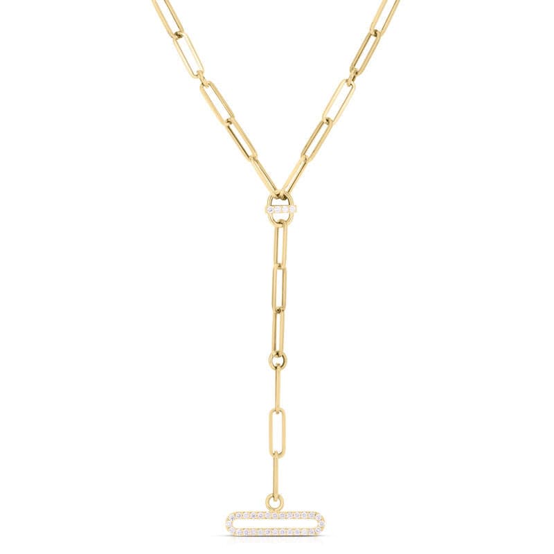 Roberto Coin 18k Yellow Gold Diamond Link Lariat Necklace - Skeie's Jewelers