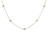 18k Yellow Gold Diamond Flower 5 Station Necklace by Roberto Coin - Skeie's Jewelers