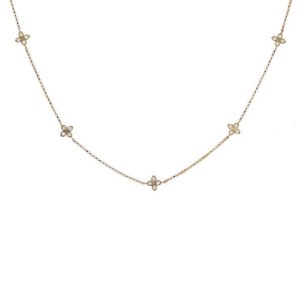 Roberto Coin Yellow Gold Diamond Flower 5-Station Necklace
