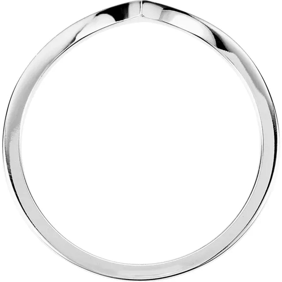 White Gold Curved 'V' Band Women's Ring