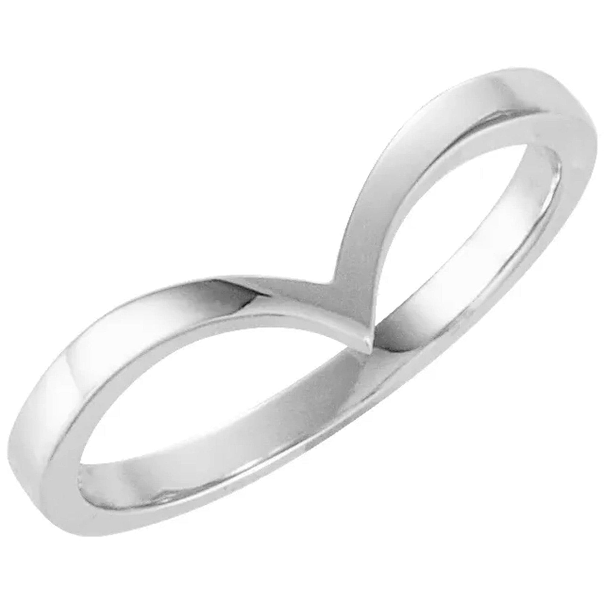 White Gold Curved 'V' Band Women's Ring