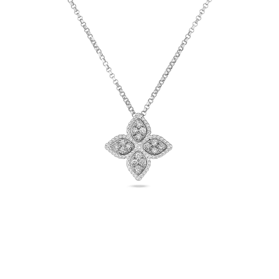 Roberto Coin Diamond Flower Medium Pendant Necklace