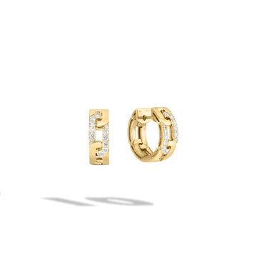 Roberto Coin Navarra Hoop Earrings in Yellow Gold with Diamonds