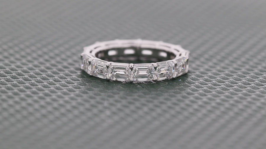 Rahaminov Platinum Emerald Cut Diamond Eternity Band Ring