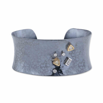 Lika Behar "Aurora" Oxidized Sterling Silver Cluster Diamond Cuff