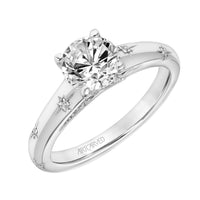 Round Diamond Celestial Engagement Ring in 14k White Gold