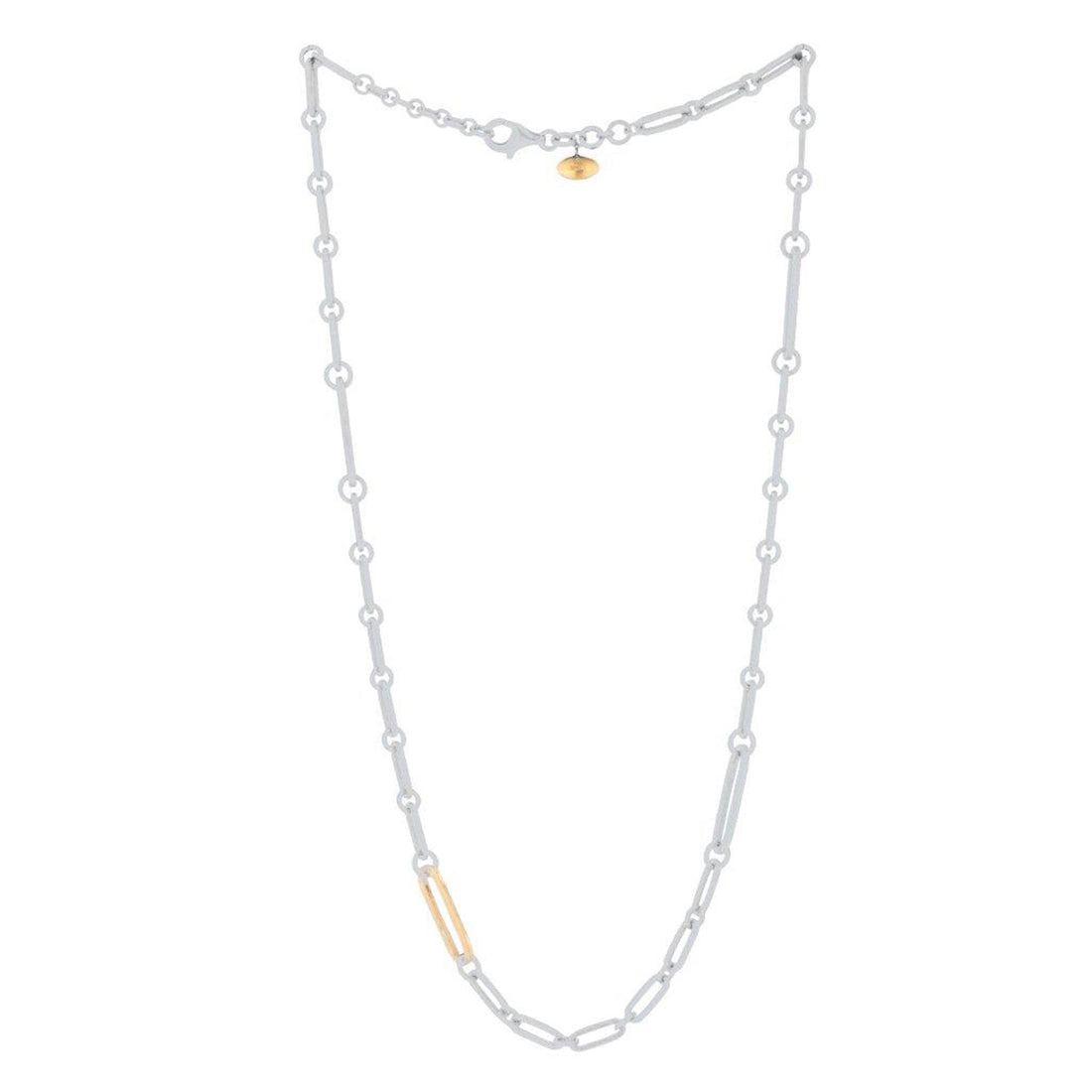 Lika Behar Long Sterling Silver Yellow Gold Accent Link Necklace