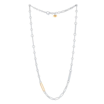 Lika Behar Long Sterling Silver Yellow Gold Accent Link Necklace