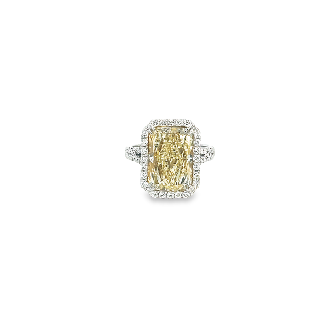 White Gold Radiant Cut Yellow Diamond Engagement Ring - Skeie's Jewelers