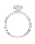 Diamond Flower Halo Engagement Ring with Six Prongs White Gold Side