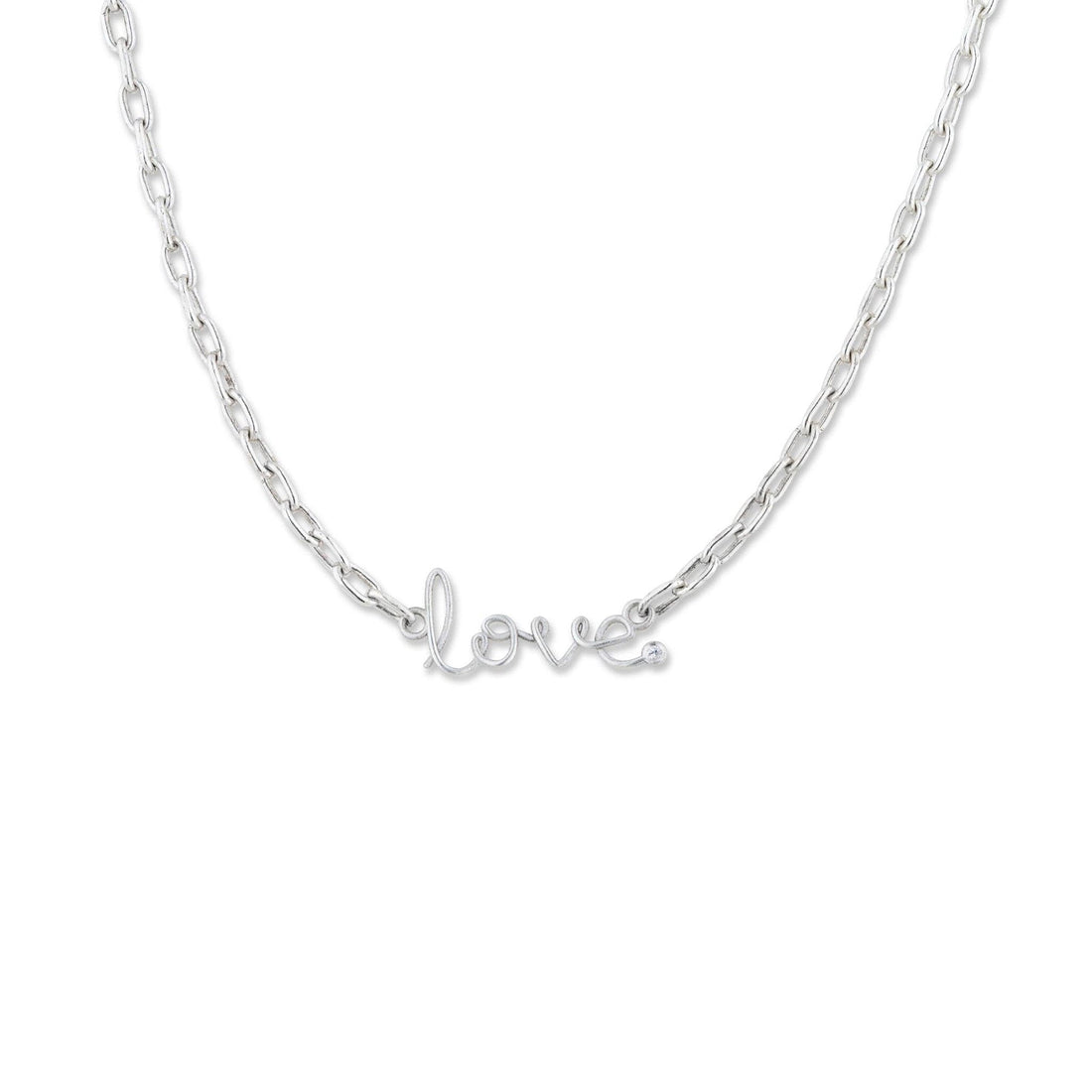 White Sapphire Sterling Silver Love Necklace by Lika Behar