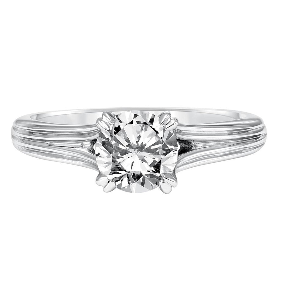 Textured Diamond Gallery Solitaire Engagement Ring - Semi-Mount