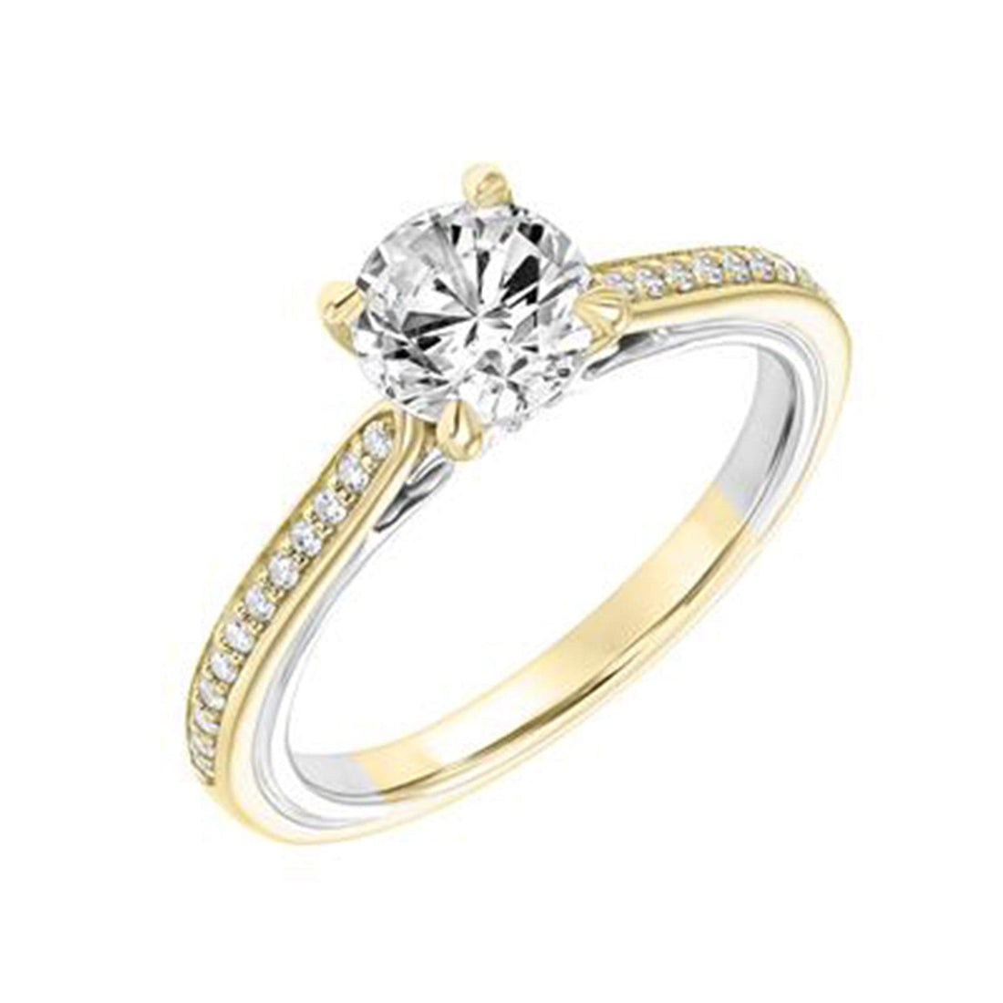 Round Diamond Two-Tone Gold Engagement Ring by Frederick Goldman