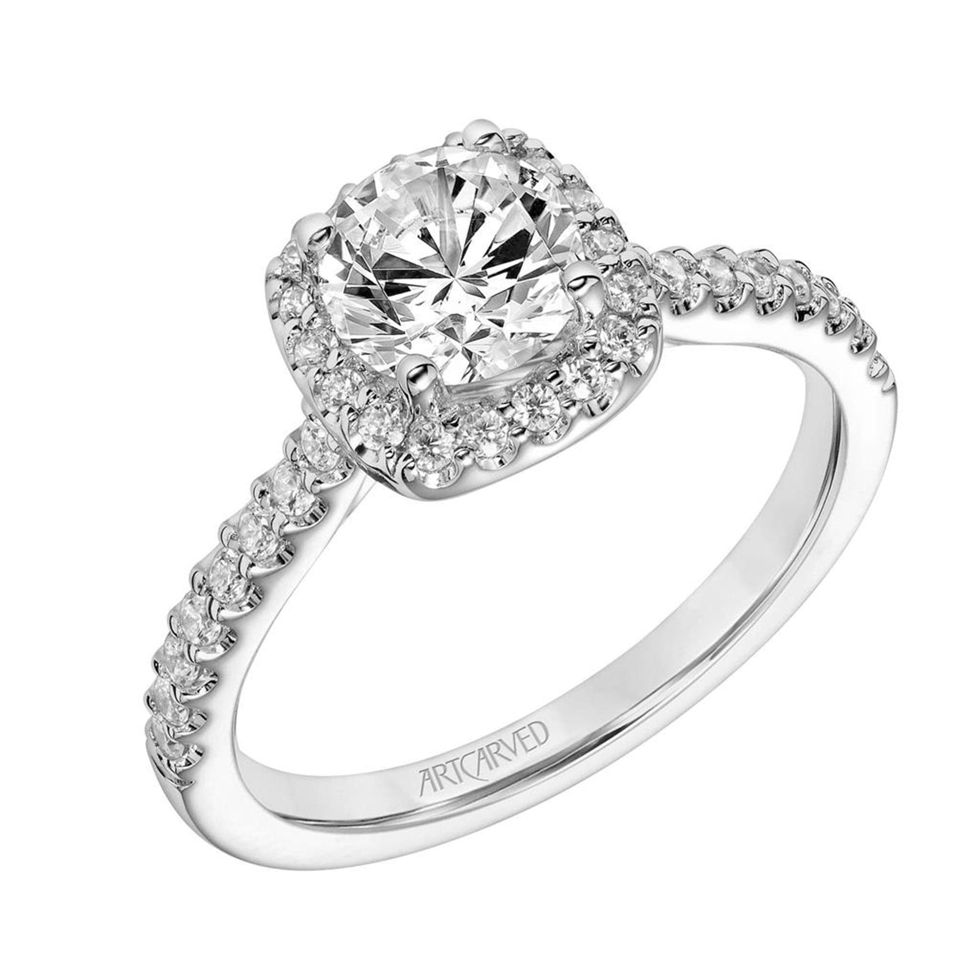 Round Diamond Engagement Ring with Halo Twist Gallery  Side