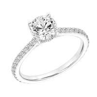 Classic Diamond Engagement Ring with Sidestones by Frederick Goldman Angle