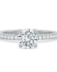 French Cut Diamond Engagement Ring with Sidestones by Precision Set