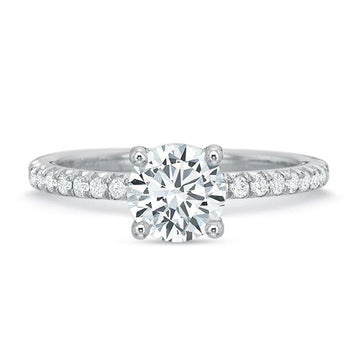 French Cut Diamond Engagement Ring with Sidestones by Precision Set
