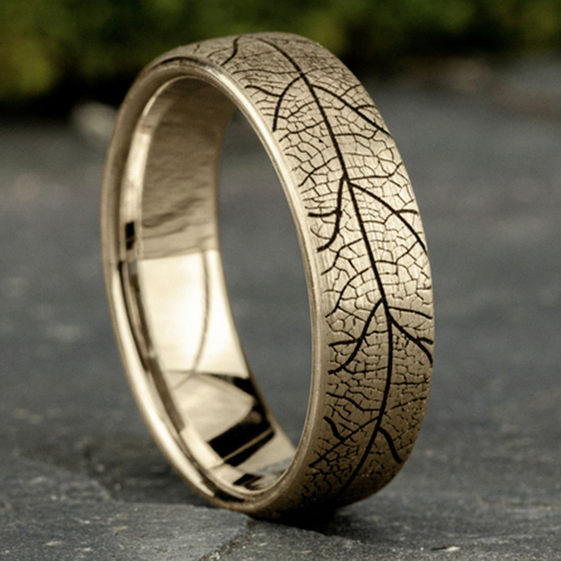 Gold Leaf Patterned Wedding Band for Men By Benchmark - Skeie's Jewelers