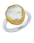 Keshi Pearl Yellow Gold Sterling Silver Ring by Lika Behar