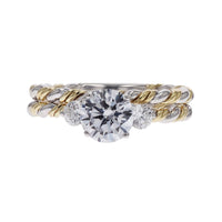 Three-Stone Braided Rope Engagement Ring in 18k Gold