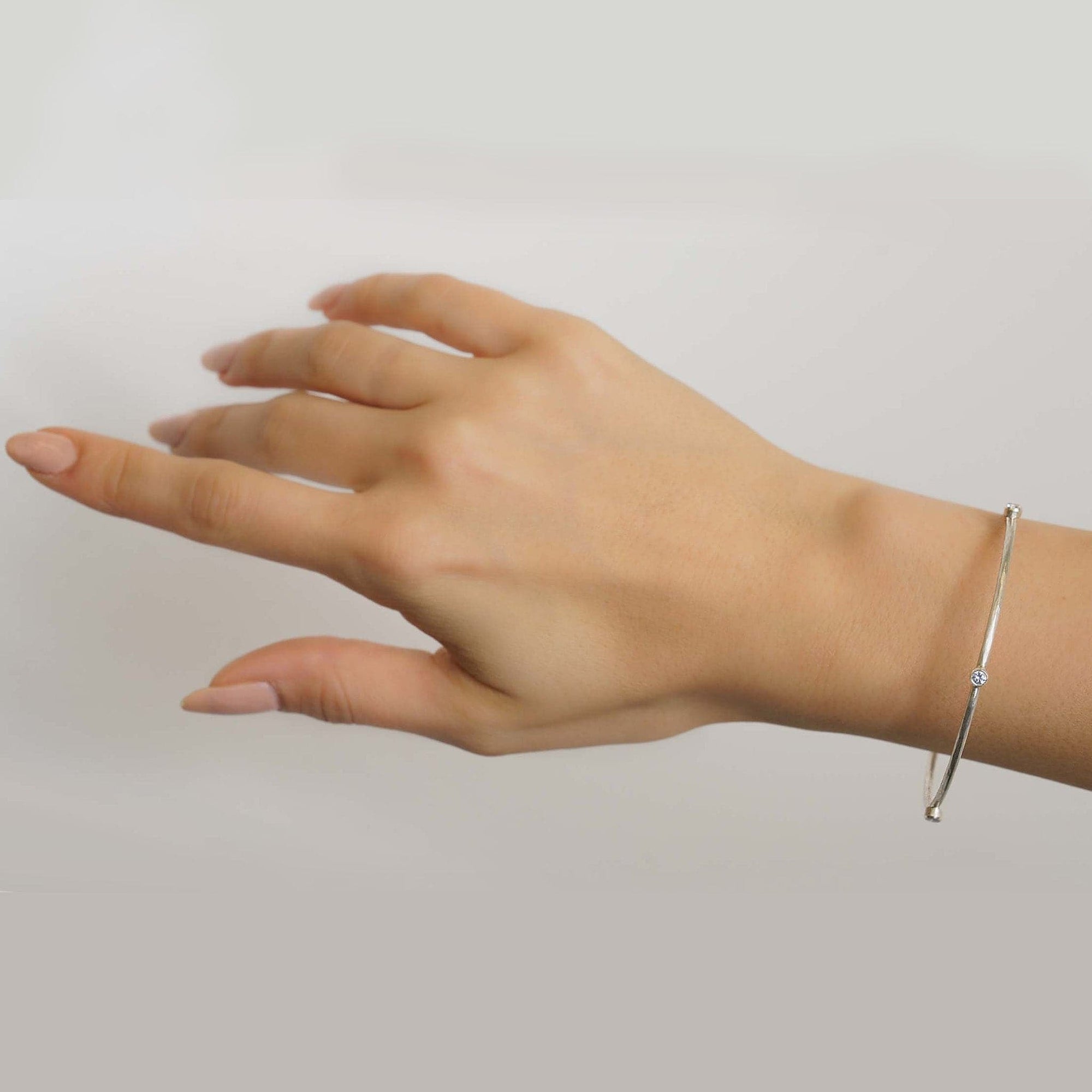 White Sapphire Sterling Silver Bangle Bracelet by Lika Behar