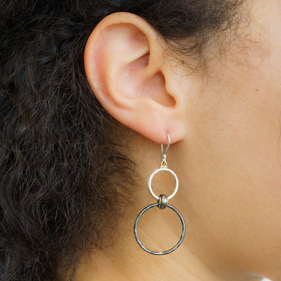 Sterling Silver Bubble Earrings with 24k Gold Accents by Lika Behar Modeled