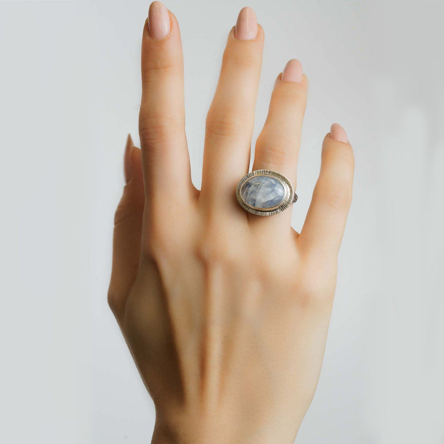 Moonstone Pompeii Sterling Silver Ring by Lika Behar Modeled