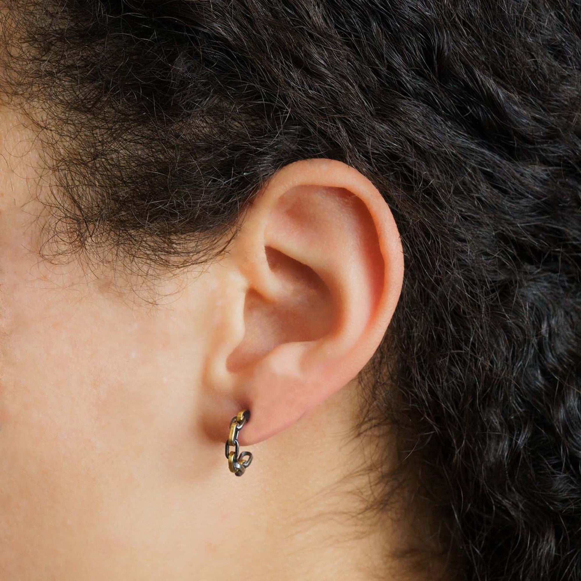 24k Gold Sterling Silver Link Hoop Earrings by Lika Behar Oxidized Sterling Silver Small