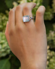 Lika Behar 'Kami' Blue Topaz/Mother of Pearl & Sapphire Ring modeled