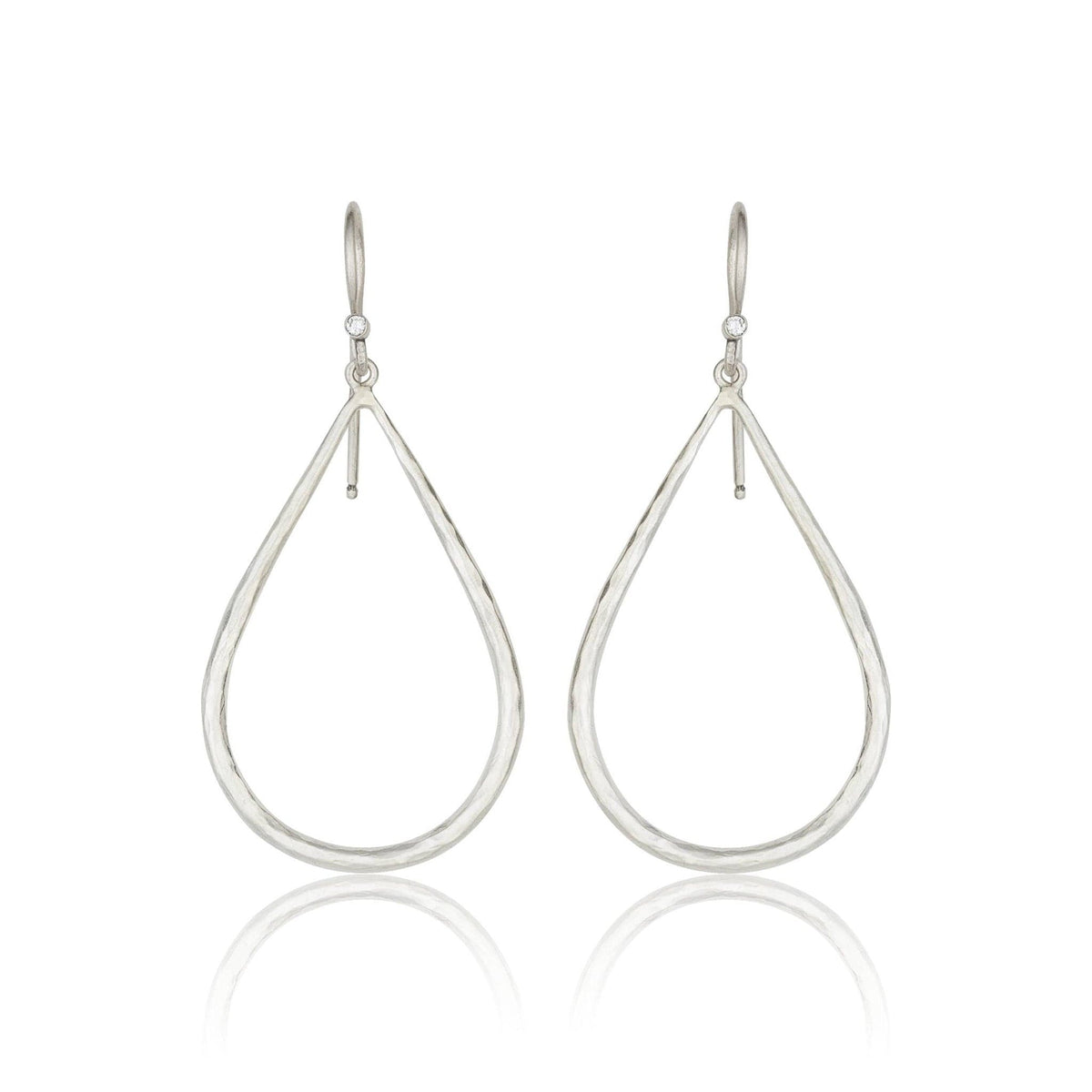Sterling Silver Teardrop Hoop Diamond Dangle Earrings by Lika Behar - Skeie's Jewelers