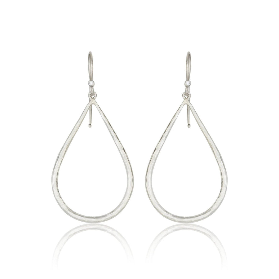 Sterling Silver Teardrop Hoop Diamond Dangle Earrings by Lika Behar - Skeie's Jewelers