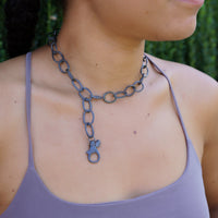 Oxidized Sterling Silver Oval Links Chain Necklace by Lika Behar Modeled