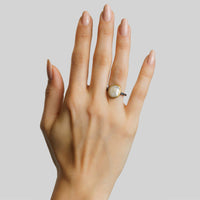Keshi Pearl Yellow Gold Sterling Silver Ring by Lika Behar Modeled