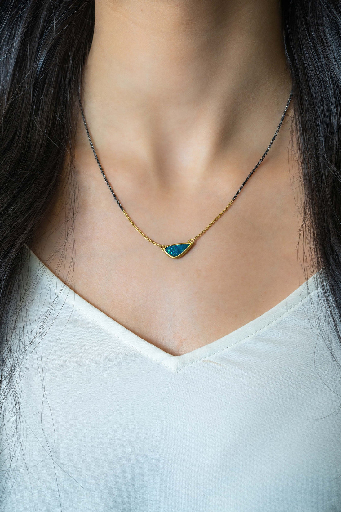 Lika Behar 'Ocean' Opal Doublet Pendant Necklace modeled