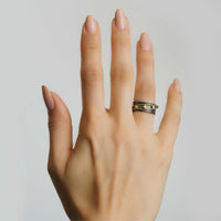 Oxidized Sterling Silver Inversion Diamond Ring by Lika Behar Modeled