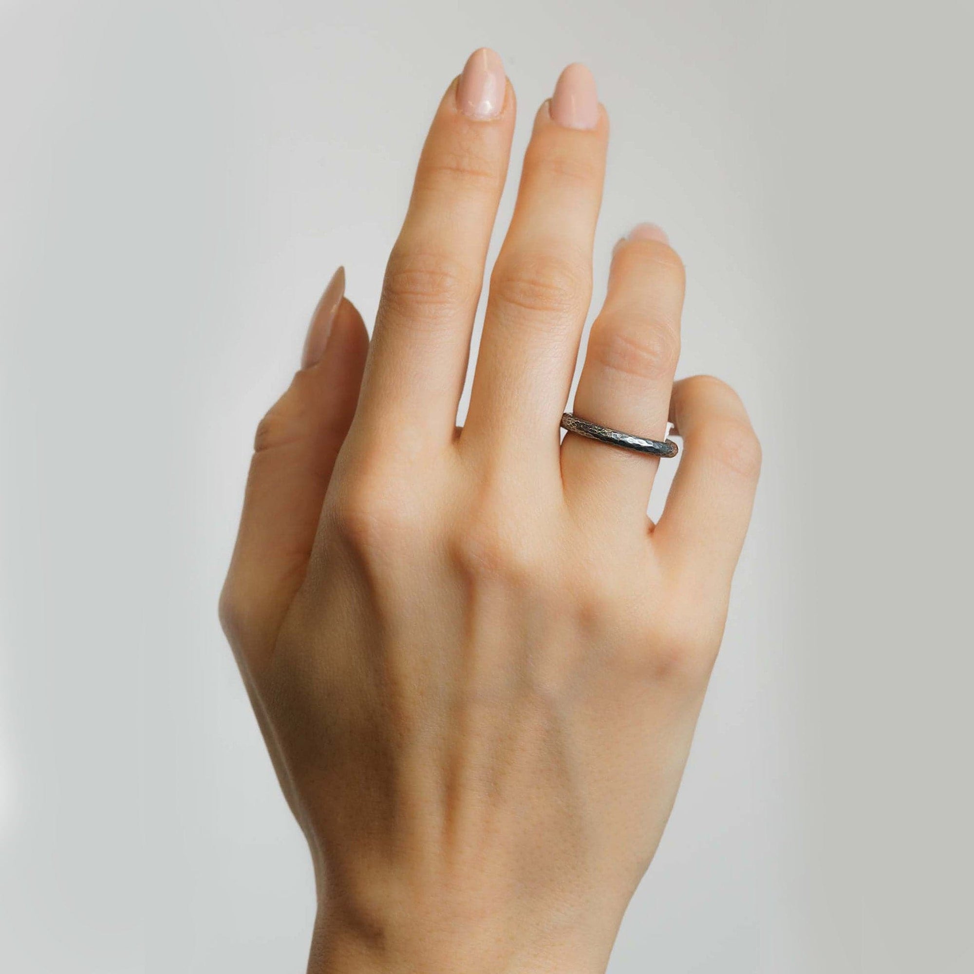 Sterling Silver Hammered Band Rings by Lika Behar