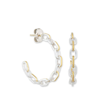 24k Gold Sterling Silver Link Hoop Earrings by Lika Behar