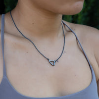 Oxidized Sterling Silver Diamond Heart Pendant by Lika Behar Modeled